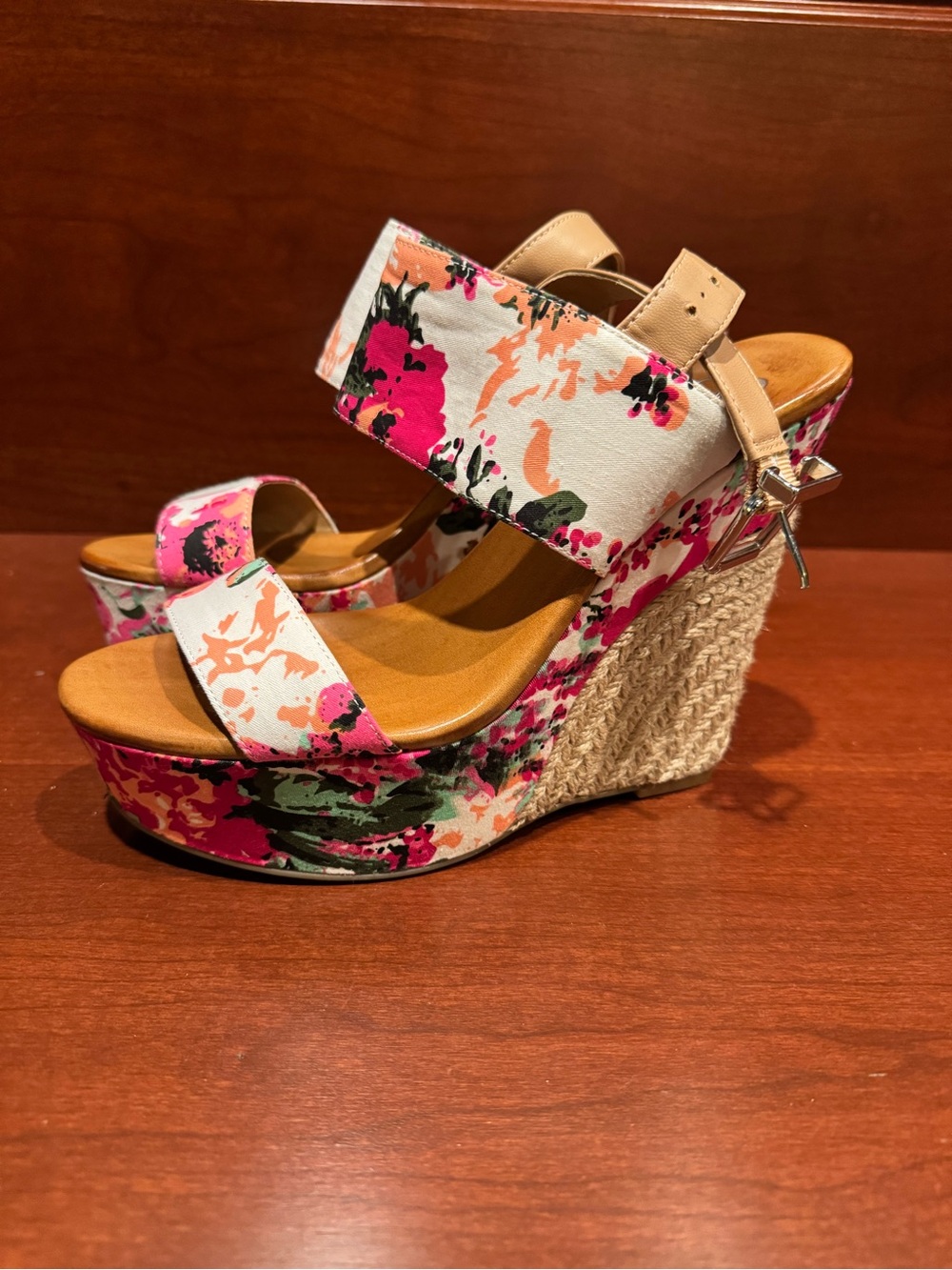 Jessica Simpson Wedge Sandals - Pink Multi Women’s 8